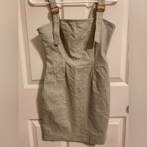 Pale green dress with white stripes, short and super cute :)!!